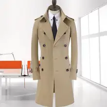 Корейский мужской Тренч, брендовая одежда размера плюс, весенне-осеннее мужское длинное пальто, новая деловая двубортная Ветровка цвета хаки 9XL