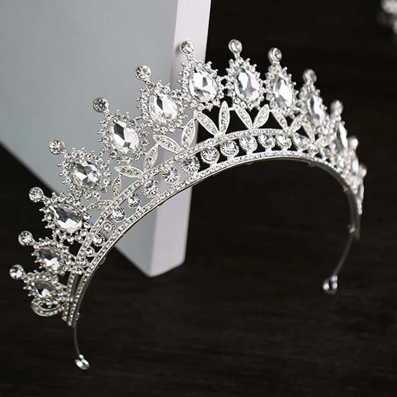 

New Fashion Silver Bride Hair Accessories Queen Princess Bridal Tiaras Crown Rhinestone Bridal Wedding Headpiece Hair Jewelry BH