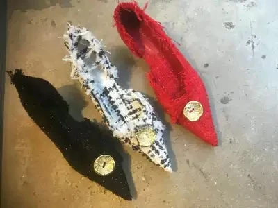 

Europe and the United States show models 2018 summer new fine with pointed single shoes linen wool high heels shallow mouth wome