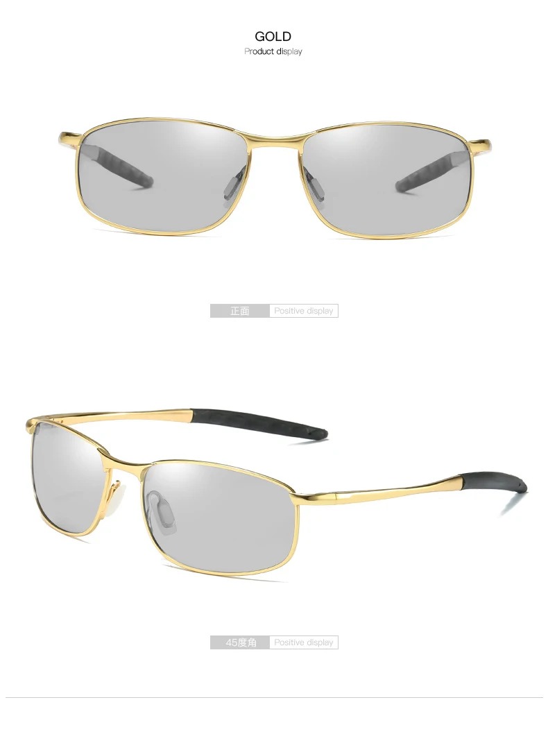 VCKA, обесцвечивающиеся поляризованные солнцезащитные очки, мужские, брендовые, дизайнерские, прямоугольные, прямоугольные, солнцезащитные очки, мужские, для вождения, солнцезащитные очки, UV400