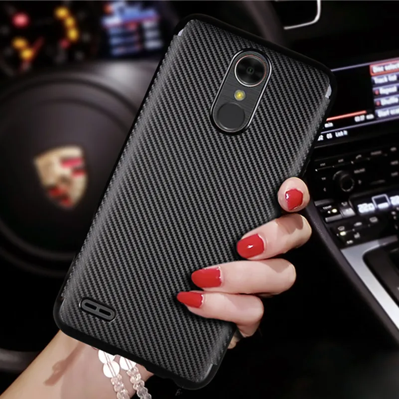 

Synthetic Fiber Case Fundas Case For LG K10 2017 Cover soft Carbon Fiber tpu Plastic Back Cover For LG K 10 2017 5.3"