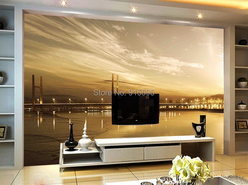 Пользовательские фотообои в виде постеров для гостиной диван ТВ фон современный HD Городской Ночной мост Большая фреска обои домашний декор