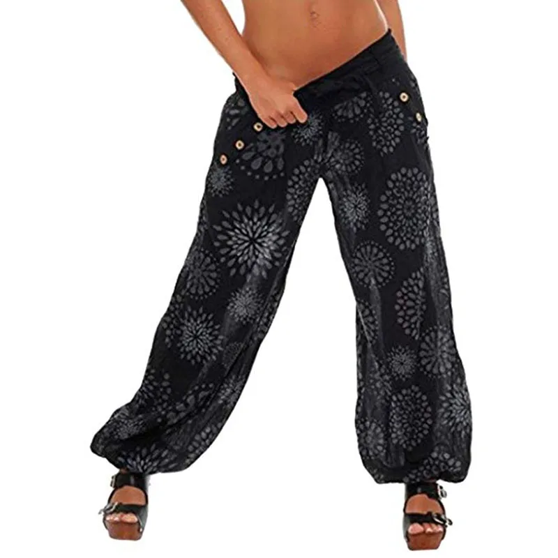 Harem Pants Women's Girls Plus Size Many Patterns Floral Pattern Long Sports Fitness Casual Trousers Bloomers Beach Yoga Pant (3)