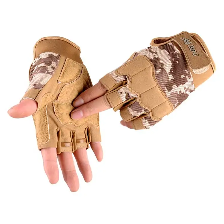 Абсолютно новые перчатки без пальцев для мужчин, для спорта на открытом воздухе, армейские военные тактические перчатки, для тренажерного зала, для занятий тяжелой атлетикой, мягкие - Цвет: A Sand 1