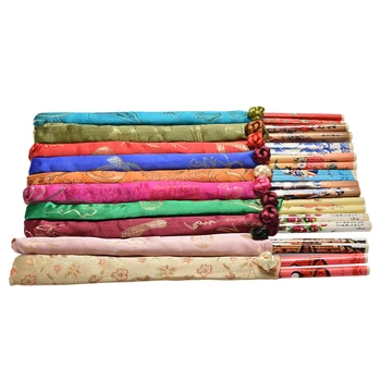 

10 Pair Chinese Silk Chopstick Sets Travel Souvenir Craft Bamboo Chopsticks Decoration Kitchen Cooking Tools
