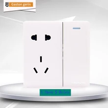 Wall Socket Switch Push Button 1 Gang 1 Way 5 Hole Wall Eletric Socket Switch Power Outlet Panel with Indicator 110~250V 86 Type Wall Socket Switch Push Button 1 Gang 1 Way 5 Hole Wall Eletric Socket Switch Power Outlet Panel with Indicator 110~250V 86 Type
