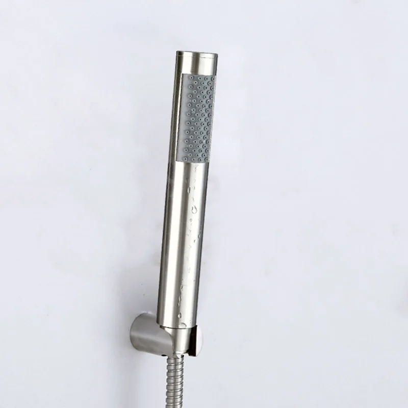 Stainless Steel Brushed Bathroom Handheld Shower Head Bath Sprinkler 1.5 Meter Shower Hose Wall Mounted Bracket