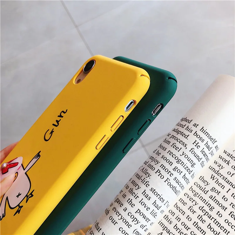 KIPX1098_9_JONSNOW All-inclusive Phone Case for iPhone XR XS Max 7 8 Plus 6 6S 6 Plus Funny Cute Dogs Chick Duck Pattern Hard PC Back Cover Capa Fundas