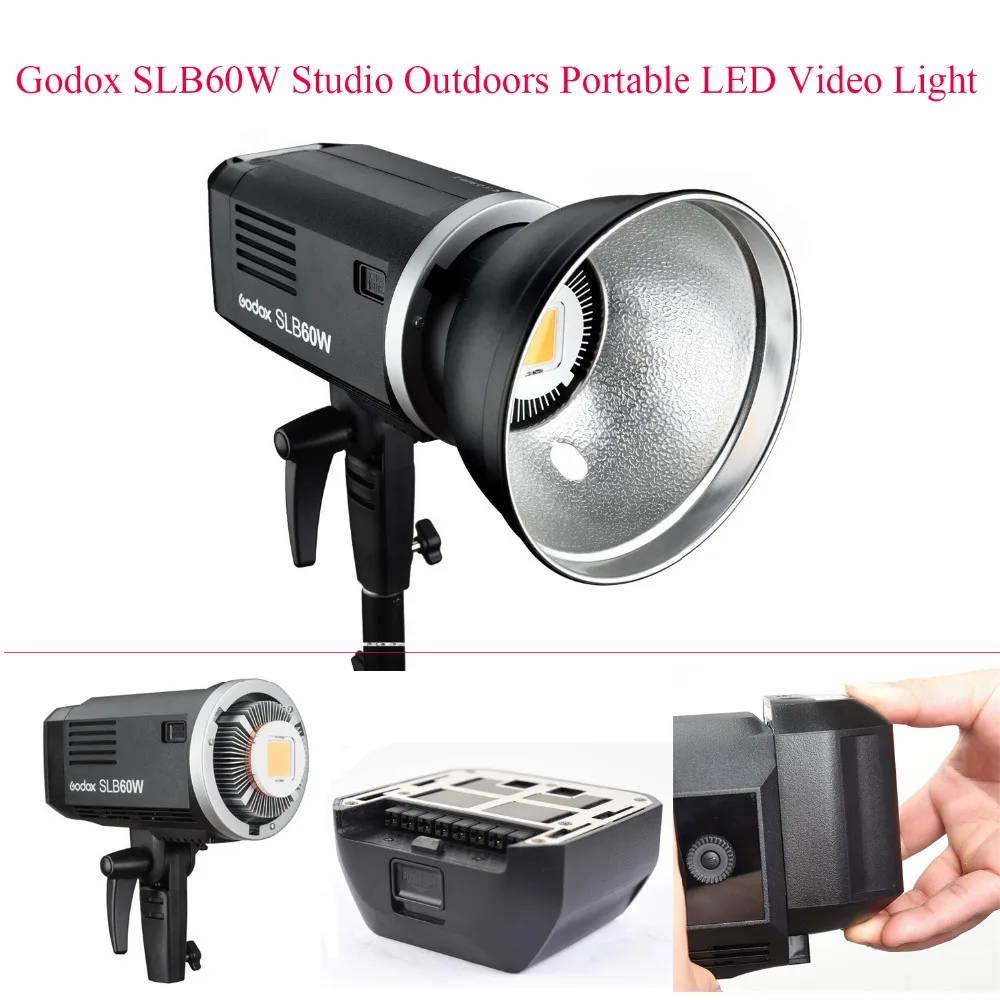 

Godox SLB60W 60Ws 5600K Studio Outdoors Portable LED Video Light for Camera DV Camcorder Using White Li Battery,ContinuousLamp