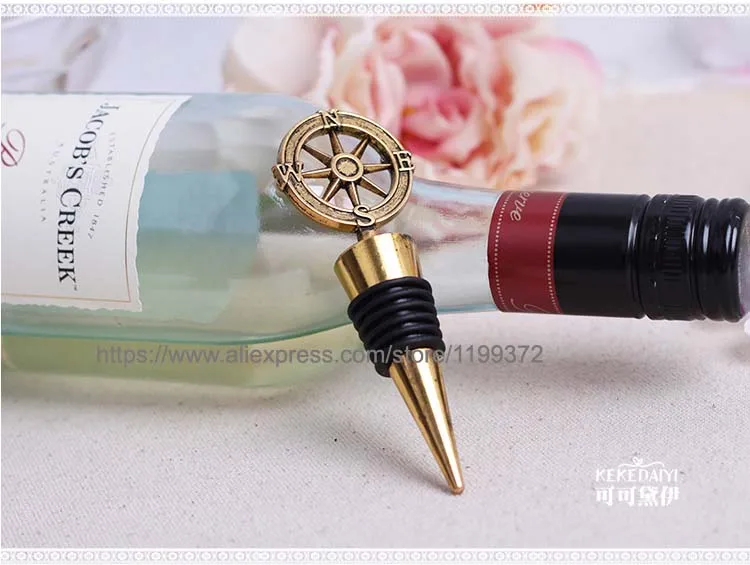 100pcs Compass Adventure Travel Wine Bottle Stopper Wedding Favor