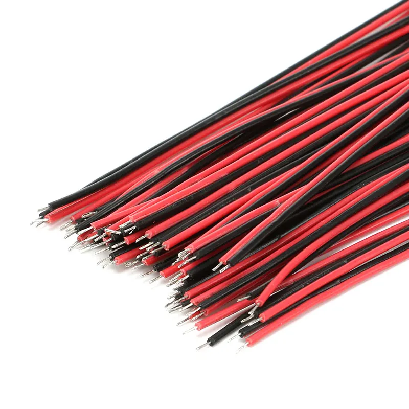 50Pcslot Red Black Abreast Line 26AWG 80mm 150MM length LED Line Connecting Tin Plating Wire DIY 2P Electronic Wire Welding (6)
