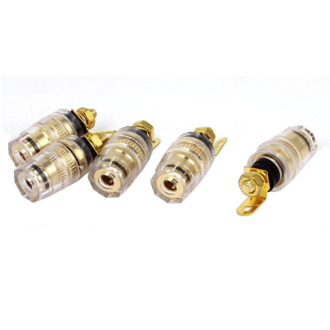 

Promotion! 5pcs Banana Plug Socket Female Nut Jack Connector Black Gold Tone