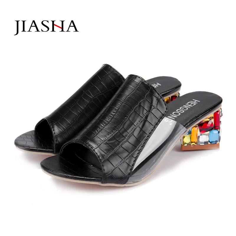 Rhinestone PU Fish mouth toe heels women sandals 2019 fsahion sexy shoes woman High Heels sandals women slippers ladies shoes
