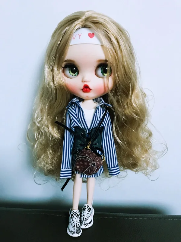 T02-X003 Blyth кукольные одежда 30 см 1/6 куклы аксессуары azone полосатая рубашка бюстгальтер укороченные джинсы Штаны 3 шт./компл
