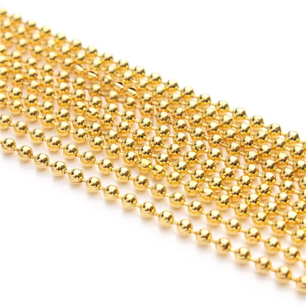10 м/лот 1,2 мм золото/черный/шарик серебряного цвета бусины цепи ожерелье металлические цепочки для медальона для DIY браслеты ювелирных изделий F680C