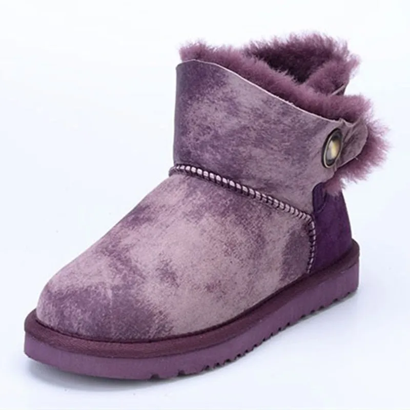 Top Quality Genuine sheepskin Leather Women Snow Boots 100% Natural Fur Warm Wool Ankle Waterproof Boots winter shoes