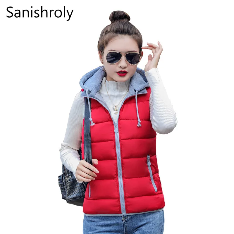 

Жилет женский осенне-зимний из плотного хлопка, с капюшоном