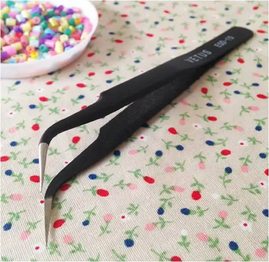 

Carbon Steel High bead black curved tweezer DIY nipper perler bead clamp plier handicraft precision nipping hama