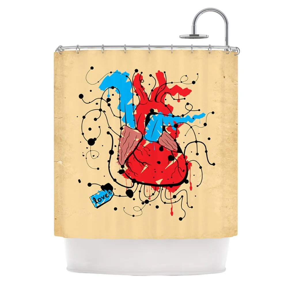 Roberlan Heart Red Blue Shower Curtain | Дом и сад