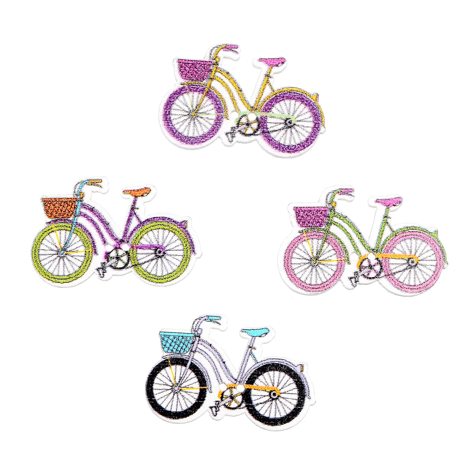 

50pcs 2 Holes Wooden Buttons Bicycle Car Pattern Decorative Buttons Sewing Scrapbooking Craft Buttons For Craft