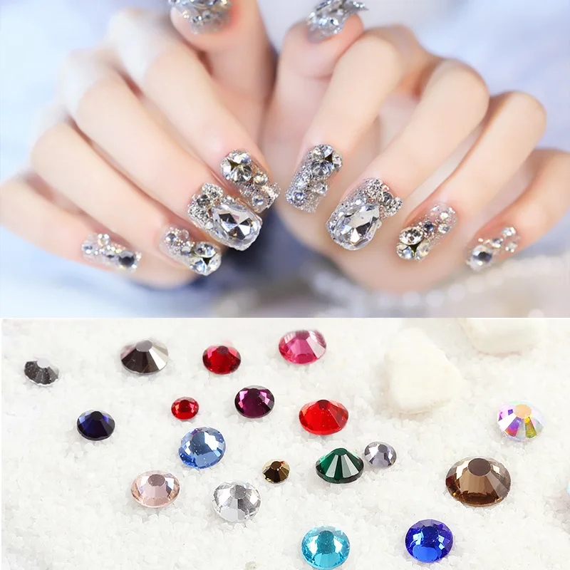 Size Mixed 300PCS(1.5-5mm) Manicure Hotfix Flat Back Rhinestone &ampCrystal Nail Art Decoration Iron on Strass Factory Price | Дом и сад