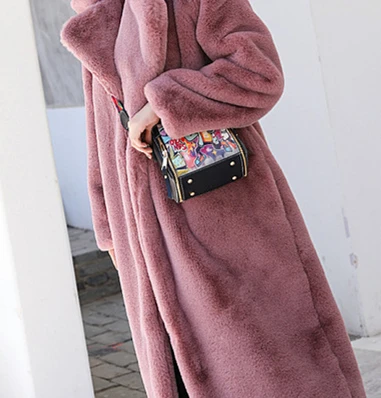 Женское меховое пальто с поясом длиной около 150 см для девочек, классические простые модные мягкие меховые аксессуары, женские 11 видов цветов с поясом Nice99 - Цвет: belt dark pink