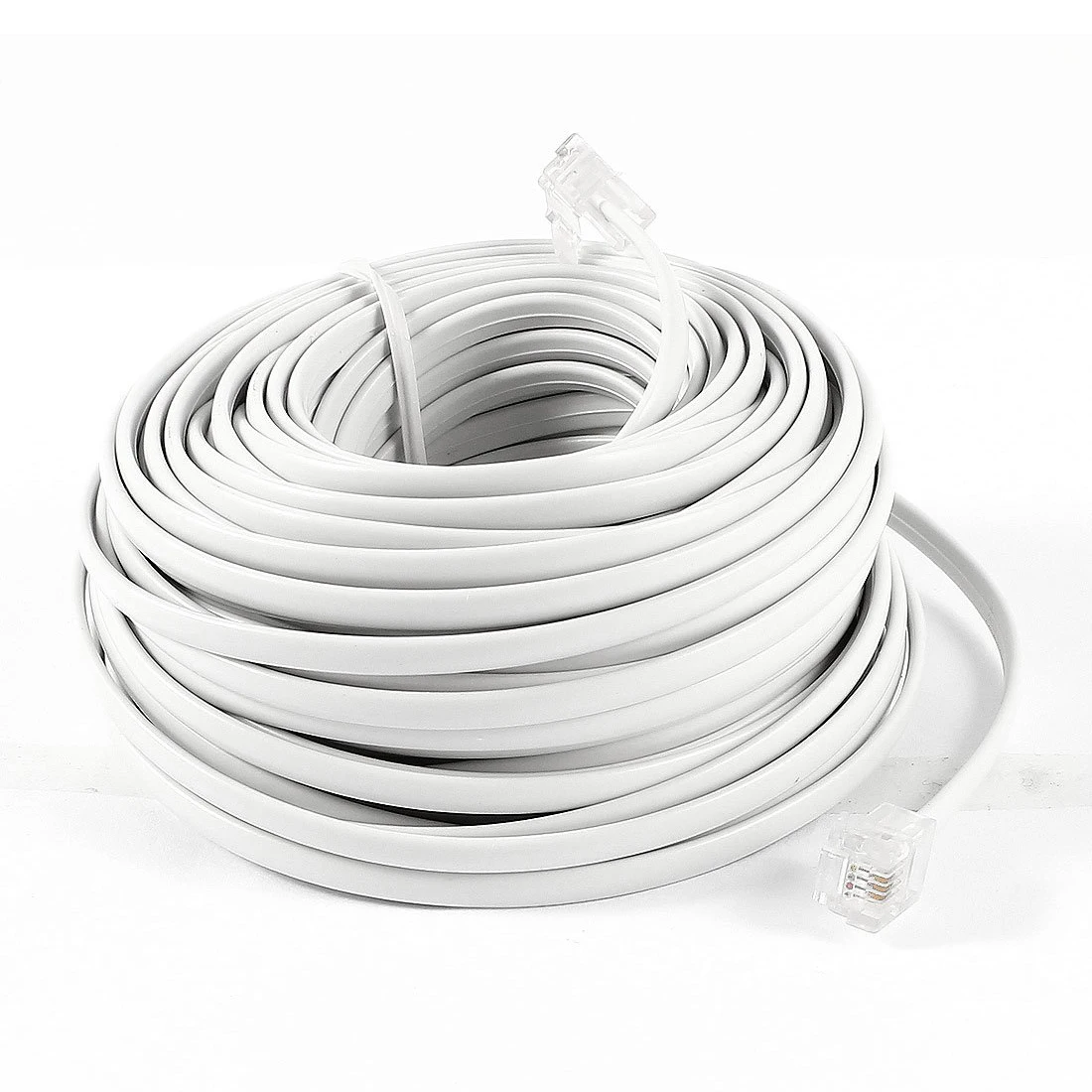 18 متر 60ft RJ11 6P4C الهاتف تمديد كابلات الموصلات أبيض 18 متر 60ft RJ11 6P4C الهاتف تمديد كابلات الموصلات أبيض
