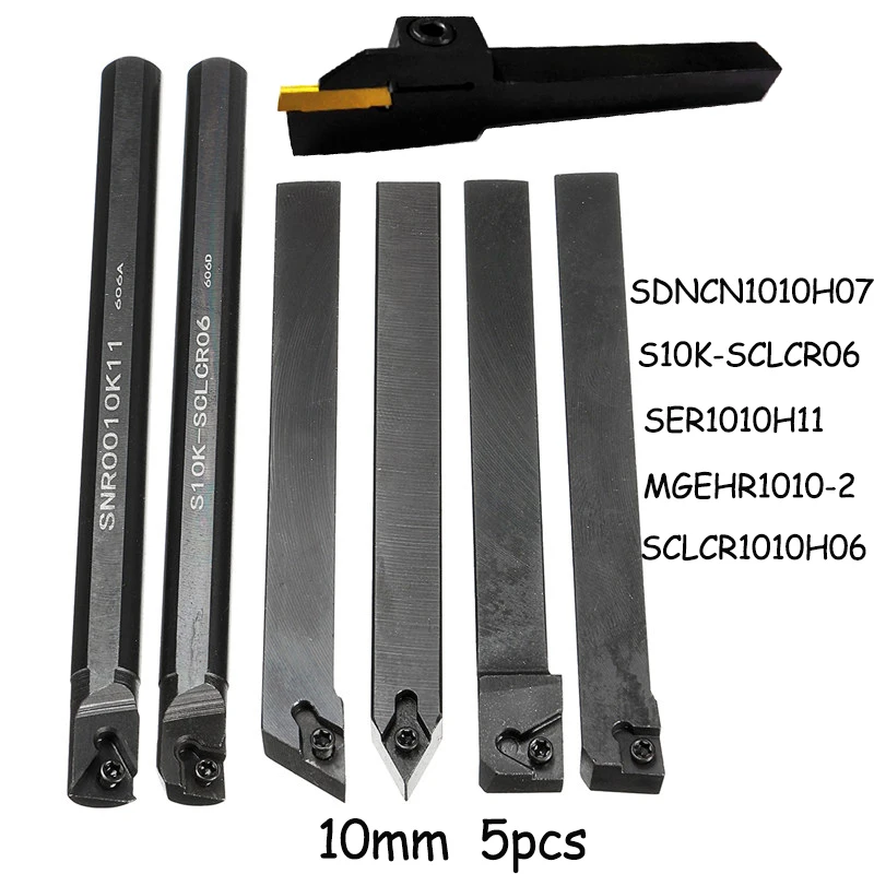 

5pcs 10mm SDNCN S10K SER MGEHR SCLCR turning tool holder the most useful cutter bar Lathe cutting tool set