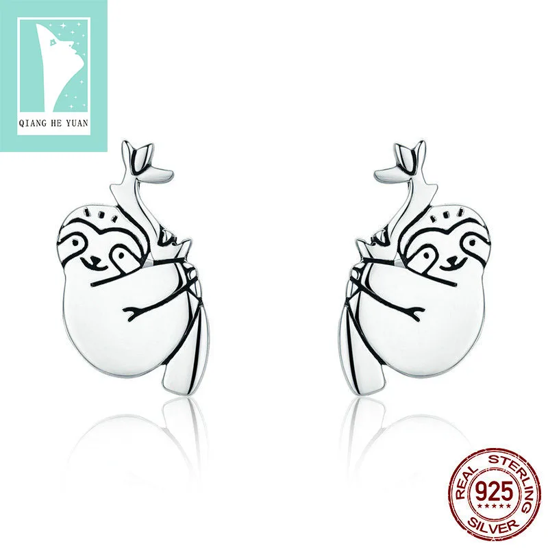 

925 silver sloth/animal women/kids/girls stud earrings