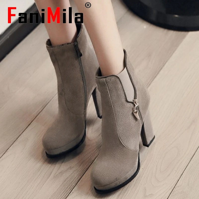 

Free shipping ankle half short natural real genuine leather high heel boots women snow boot shoes R5058 EUR size 34-39
