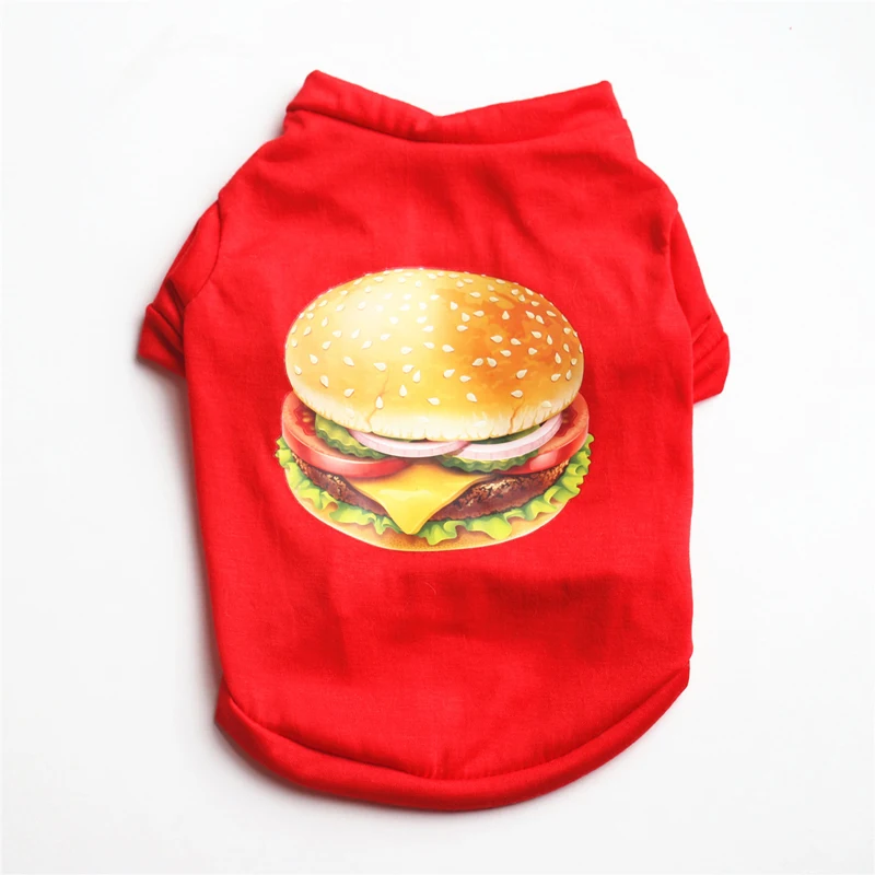 

Summer Dog Tshirt Vest Print Hamburger Pet Cat Dog Clothes for Small Dogs Chihuahua Yorkshire Pug Shirts Puppy Clothing Outfit