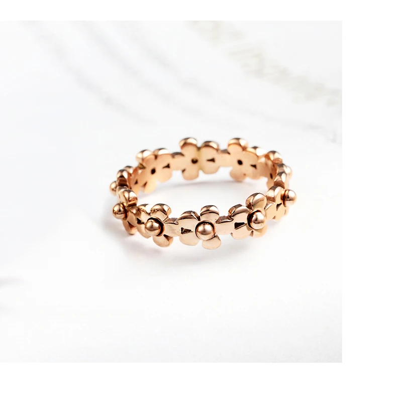Высокое качество, нержавеющая сталь, маленькая Хризантема, соединенная, изысканное кольцо для женщин, ромашки, кольца для возлюбленной, подарок, ювелирное изделие