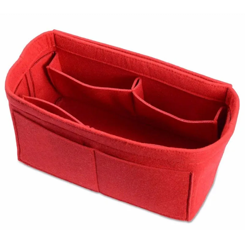 Органайзер для макияжа, войлочная сумка-вкладыш для сумки, дорожный Внутренний кошелек, портативные косметички, подходящие для Speedy Neverfull Tote - Цвет: Red A
