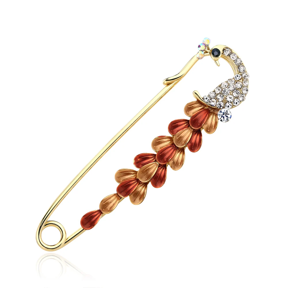 

B022 Nice Alloy Rhinestone Peacock Animal Brooch Pin Scarves Buckle Jewelry