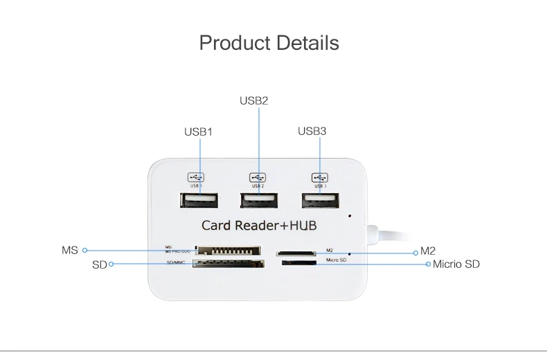 USB2.0 концентратор кардридер MS/SD/M2/T-flash 5 Гбит/с супер скорость Hab портативный индикатор питания USB разветвитель для нескольких USB устройств