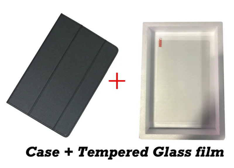 Чехол для CHUWI hi9 plus, высококачественный чехол-подставка из искусственной кожи для планшета CHUWI hi9plus 10,", защитный чехол+ 3 подарка - Цвет: black-Tempered film