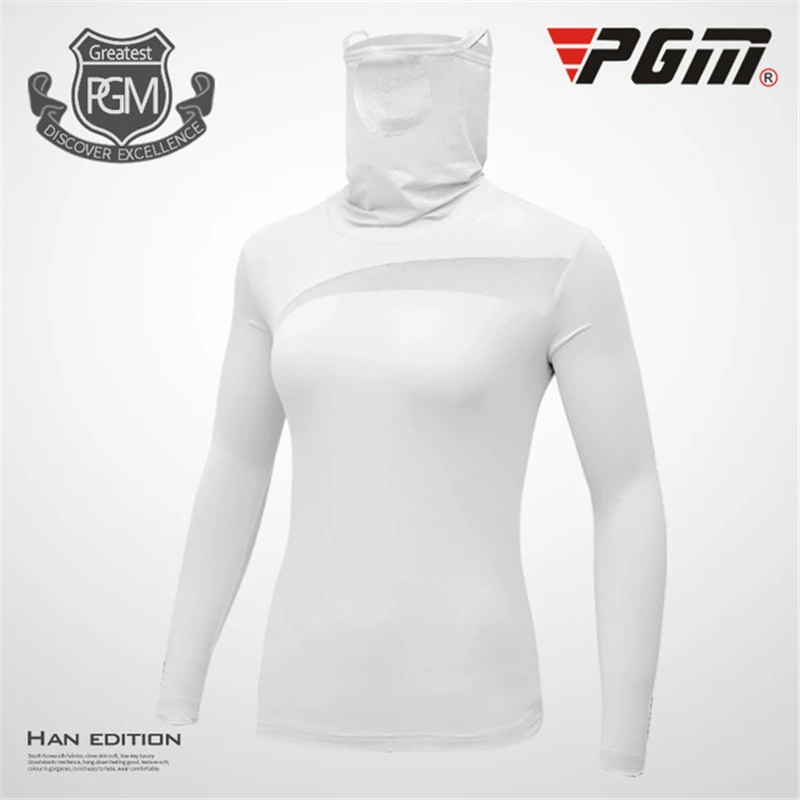 Pgm Gollf женские топы Защита от солнца с длинным рукавом футболки дамы маска льда шелковые рубашки женские быстросохнущие Топы AA60446
