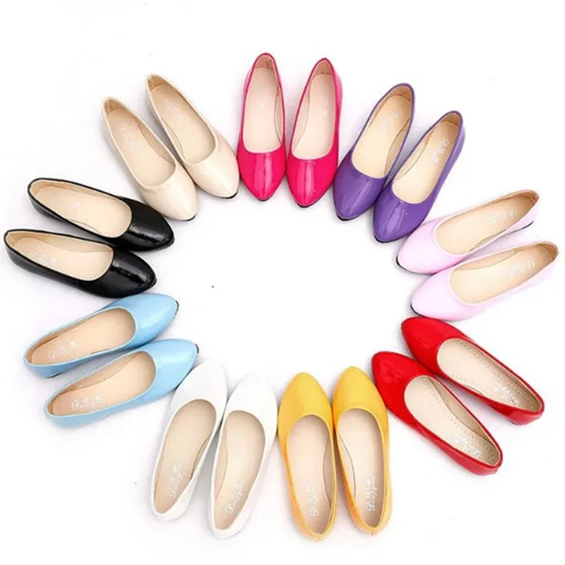 

Women Ladies Slip On Flat Casual Shoes Solid Fashion Loafer Female Patent pointed plain flat shoes single Office Work shoes