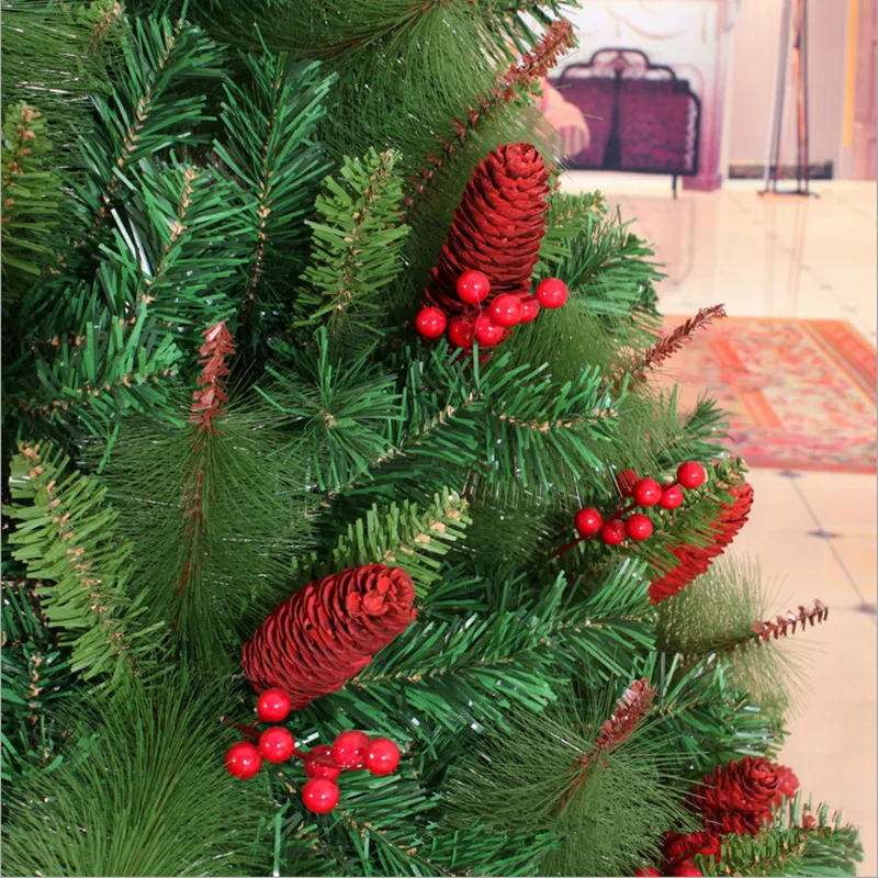 Год Рождество 2,1 М/2,4 м красные ягоды смешанные сосновые иглы шишка Рождественская елка Рождественское украшение