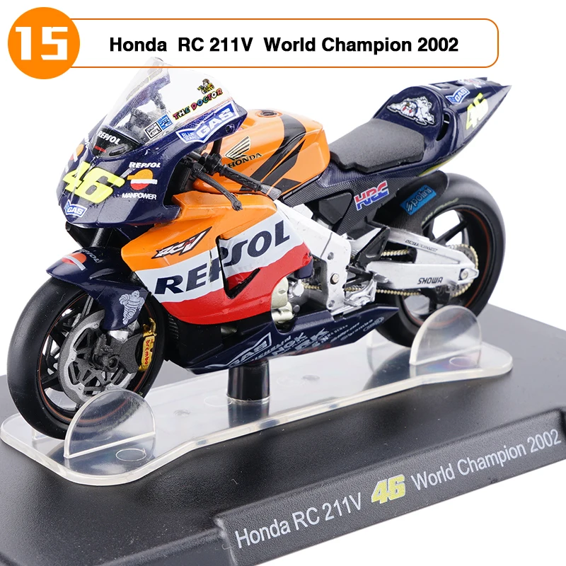 

1:18 Scale Motorcycle Model VALENTINO ROSSI Honda RC 211V #46 World Championship 2002 Racing Bike Collections Toys Boys Gifts
