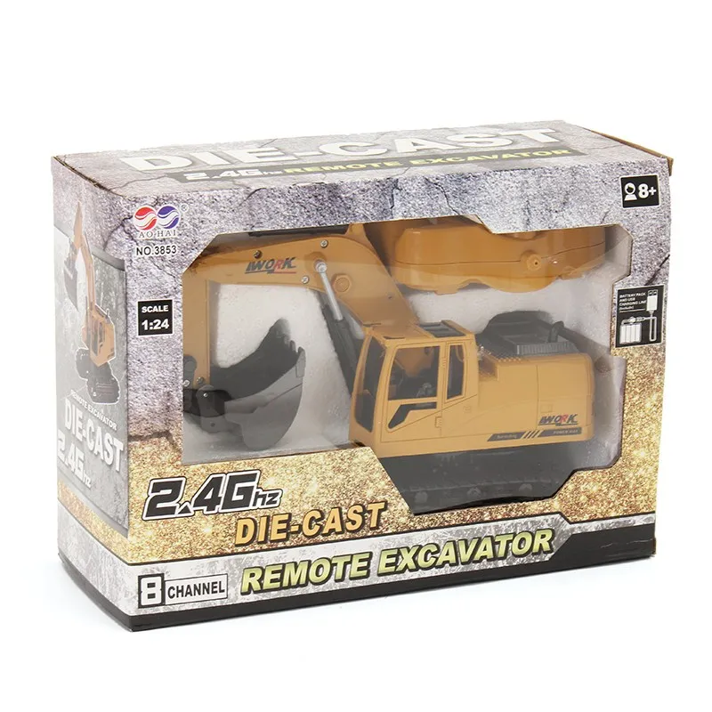 AO HAI 1/24 2 4 Ghz 8CH литой дистанционный экскаватор инженер грузовик игрушки для детей