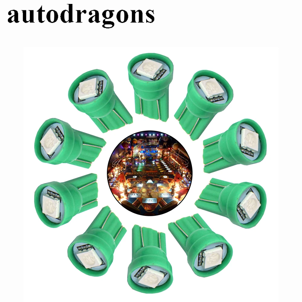 Autodragons 100 упаковка оптом 5050 SMD 6,3 v AC 555 клиновидная база pinball led No ghosts не Мерцающая лампа pinball