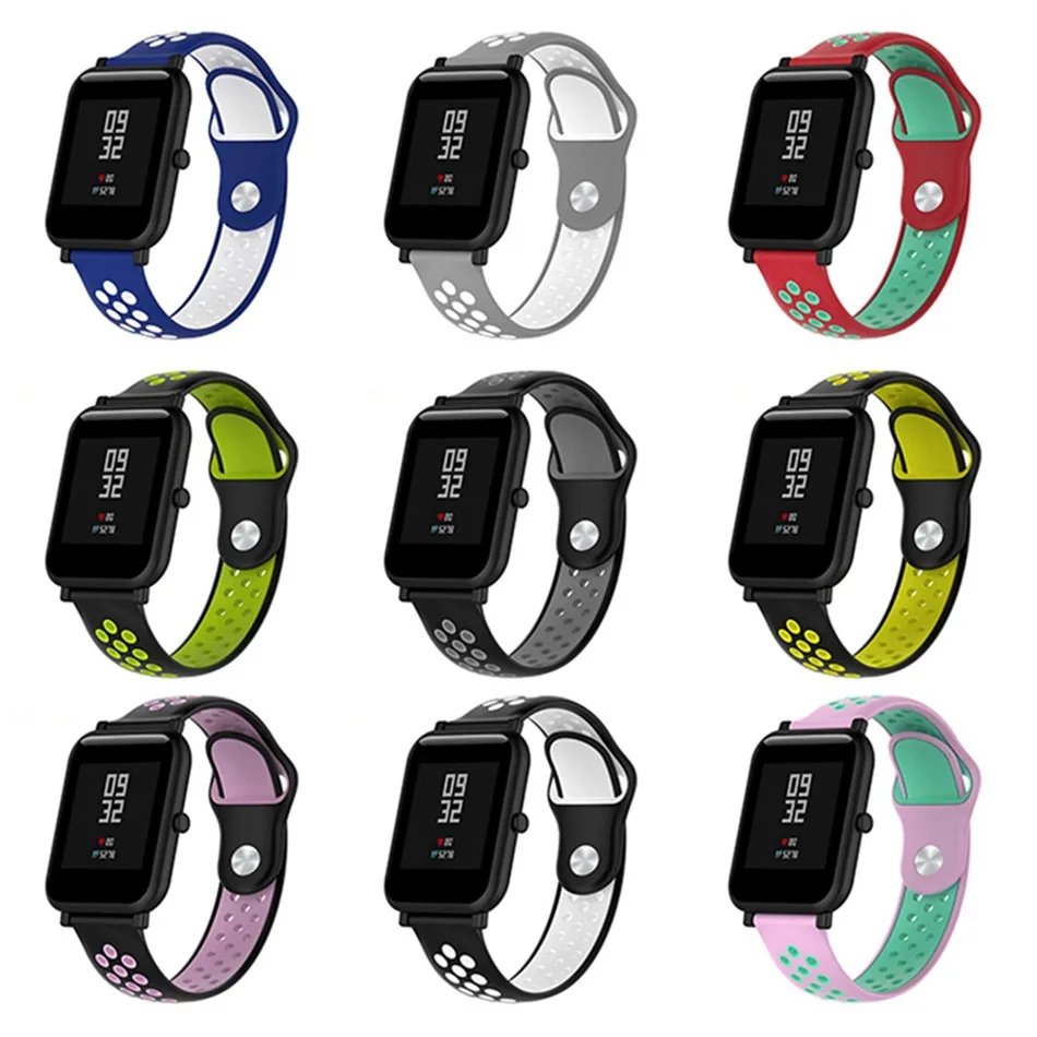 20 мм двойной цветной сменный ремешок для часов Xiaomi Huami Amazfit Bip 22 Samsung gear S3 Смарт