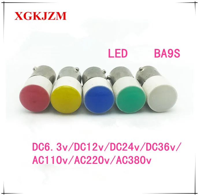 

Flat top Indicator LED BA9S DC6.3v/12V/24v/36V BA9S AC110v/220v/380v instrument bulb 220v E10 380v Flat head Button bulb