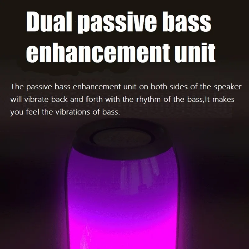  CrazyCube Pulse 3 Wireless Portable Bluetooth LED Passive Speaker rubber surround with jbl fm radio