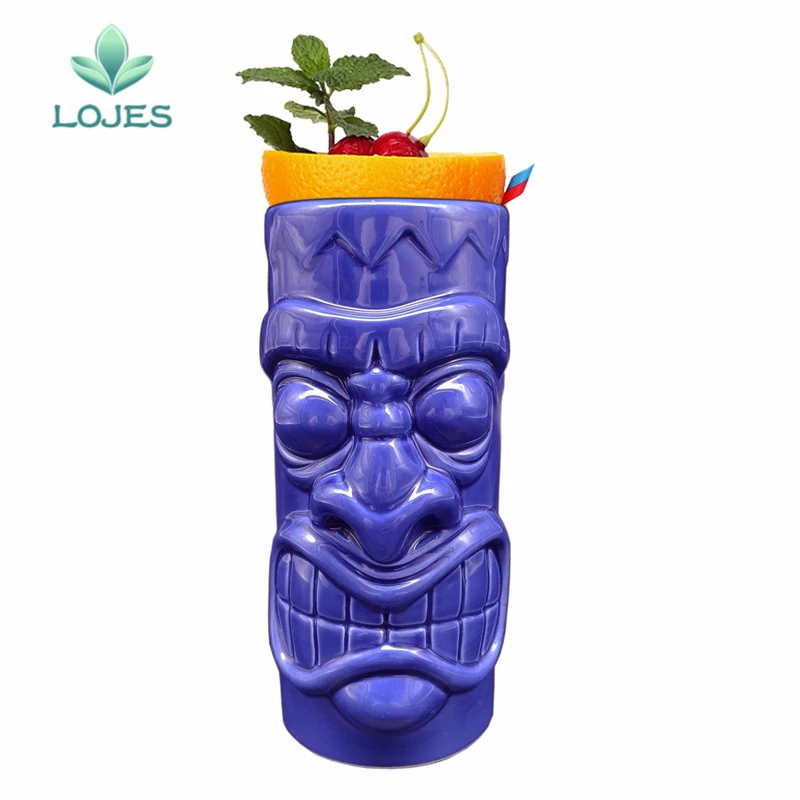 

650ml Hawaii Tiki Mugs Cocktail Cup Beer Beverage Mug Wine Mug Ceramic Easter Islander Tiki Mug Bar Tools