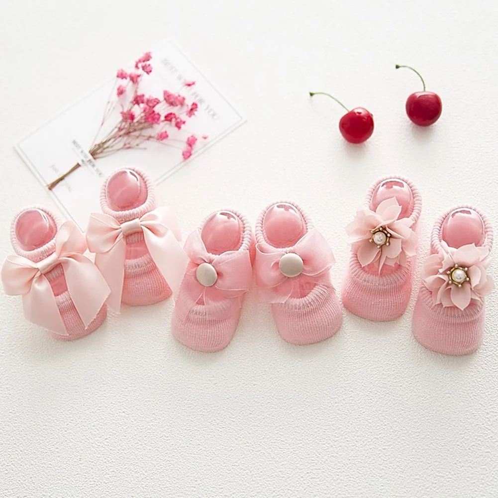 Детские кружевные носки-тапочки в форме лодочек носки-следы дырочку цветок галстук-бабочка для девочек из хлопка