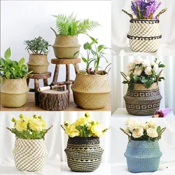 Details about / Nordic Handmade Laundry Picnic Toy Storage Macrame Woven Flower Pot Straw Basket
