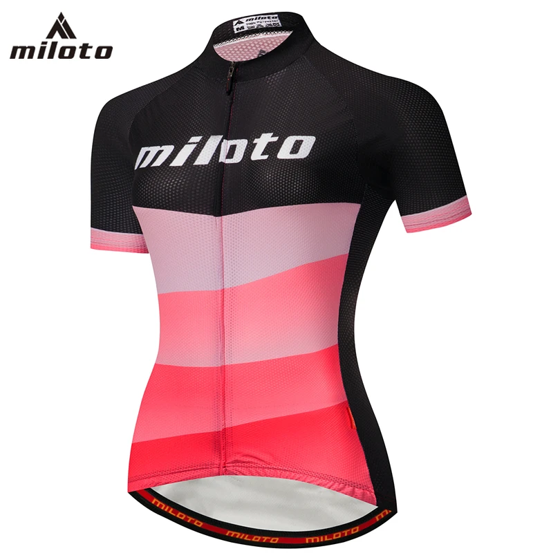 Reflective Cycling Shirts Short Sleeve For Women Close fitting Bike Bicycle Jerseys MTB Top Pink