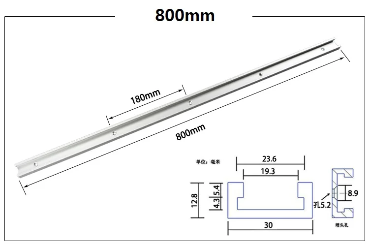 Новинка 300 мм 400 мм 500 мм 600 мм 800 мм Стандартный Алюминиевый Т-образный трек, Торцовочная Дорожка/Слот для стола маршрутизатора - Цвет: 800mm